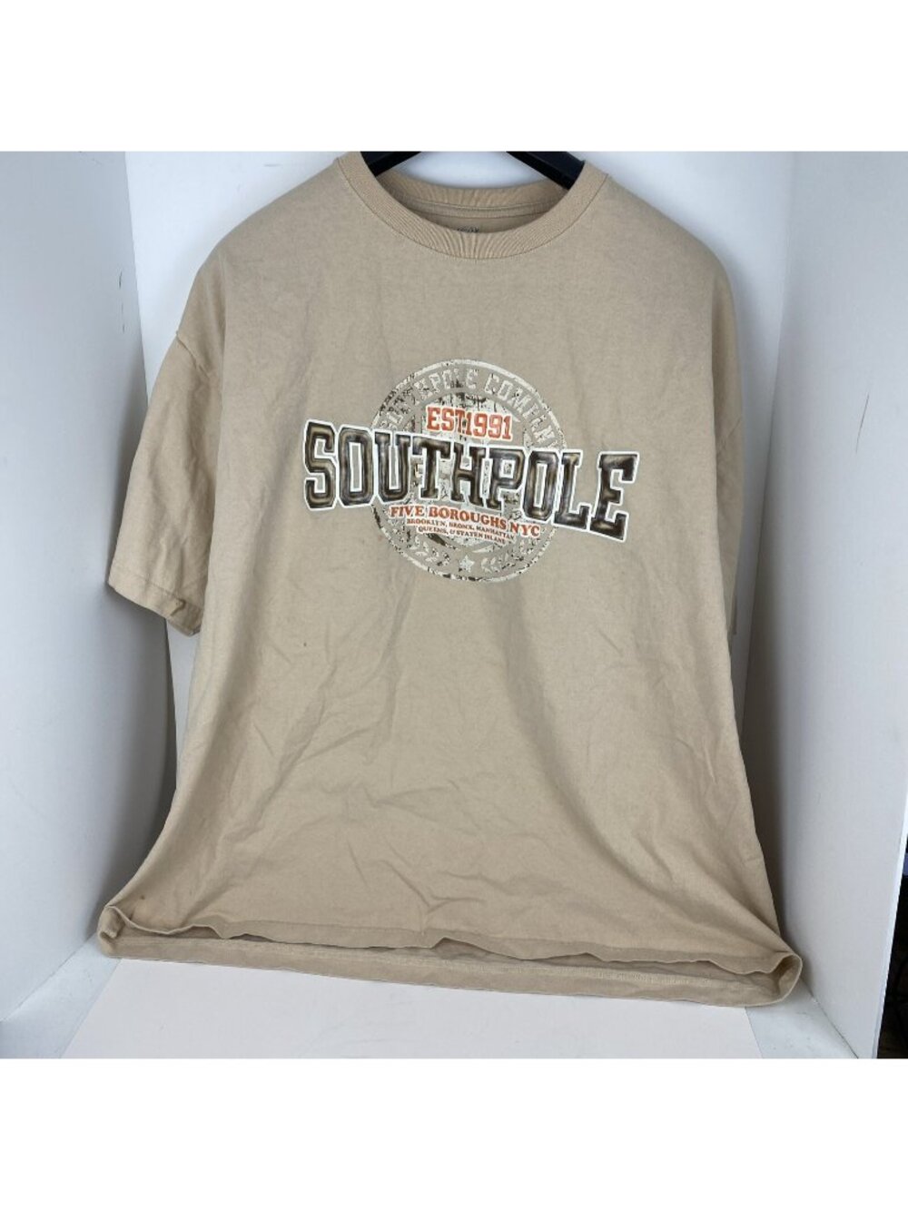 Mens Southpole Five Boroughs T-Shirt Size XXL Color Tan